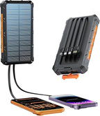 Solar-Charger-Power-Bank - 20000mah Solar Powered Battery Charger Cell Phone,20W Fast Charging Built in Cables,Camping Essentials Portable External Battery Pack Compatible with Multiple Devices