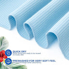 EBOOT 10 Pack Oversized Beach Towel Set Extra Large Pool Towels Microfiber Quick Dry Swim Blanket for Adult Women Men Face Hand Body Bath Travel Pool(Light Blue,31 x 63 Inch,Micro Stripe)