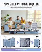 LIGHT FLIGHT Luggage Sets, 3 Piece Durable Suitcase Set with Spinner Wheels, 3 Pcs Hard Shell Lightweight Luggage with TSA Lock, Large Checked Travel Suitcases, 20/24/28 Inch,Light Blue