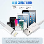 iPhone Charger(3/3/6/6/10FT) 5Pack MFi Certified Lightning Cable Fast Charging Cords Apple Charger Compatible with iPhone 14 13 12 11 XS XR X Pro Max Mini 8 7 6S 6 Plus 5S SE AirPods