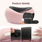 Travel Neck Pillow, Memory Foam Neck Support for Airplane, Car & Office, Breathable Portable Design with Eye Mask, Earplug Holder & Carry Bag, for Women&Men