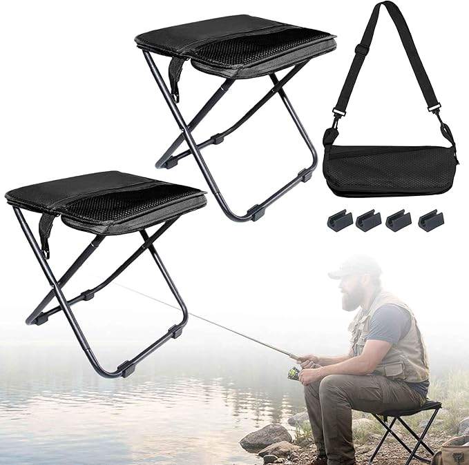 COMELY Fishing Chair Stool Portable: Ergonomic Curved Seat for Long Comfort, 700g Ultralight Backpacking Chair, 3s Set Up 4 Anti-Sink Feet, 600D Oxford Waterproof 270 Lbs for Outside Fishing Events.