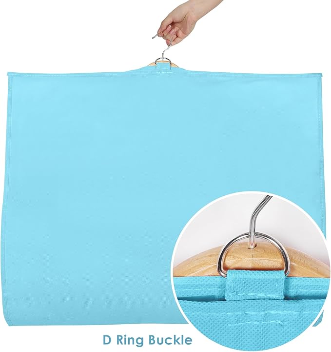Univivi 40 Inch Girls Garment Bags for Dance Costumes, Dance Competition Garment Bag with 3 Medium Clear Zipper Pockets for Dance Essentials and Accessories, Dance Shoes (Blue), 1 Pack, UN0750