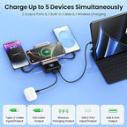 Wireless Portable Charger 40,800mAh with Built-in Cables,15W Wireless Charging 25W PD QC4.0 Fast Charging USB-C Power Bank,Travel Essentials External Battery Pack for iPhone 17/16/15/14,Galaxy,Android