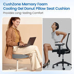 Donut Pillow Seat Cushion - Cooling Gel Donut Chair Cushions, Memory Foam Seat Cushion for Office & Home, Car Seat Cushion and Butt Pillow, Hemorrhoids Pillow and Tailbone Pain Relief, Light Grey