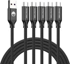 USB Type C Cable 5-Pack 3FT, USB Type A to C Fast Car Charger Cords for Braided Fast Charging Cable CarPlay for 17/17 Pro/16e/16/15 Pro Max/Samsung Galaxy Note S20 S10 S9 S8 Plus LG V50 V40 G8 G7