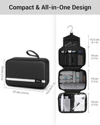 Maliton Toiletry Bag for Men & Women Travel Toiletry Bag Hanging Toiletry Bag Hygiene Bag with 4 Compartments Waterproof Bathroom Shower Bag for Traveling(Black)