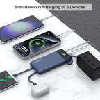 Portable Charger Built-in Cables,10000mAh Power Bank for iPhone,Fast Charge USB C Battery Pack Travel Essentials Slim Lightweight Powerbank Compatible with iPhone 17/16/15/14, Samsung, Android, etc