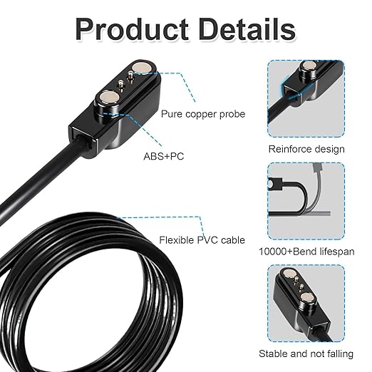Smart Watch Charger for VeryFit Pro Letsfit, Magnetic USB Smartwatch Charging Cable Compatible with SW021 SW023 SW025 ID205L ID205U ID205S IDW26 IDW25 IDW23 Uwatch 3S 3 2 2S