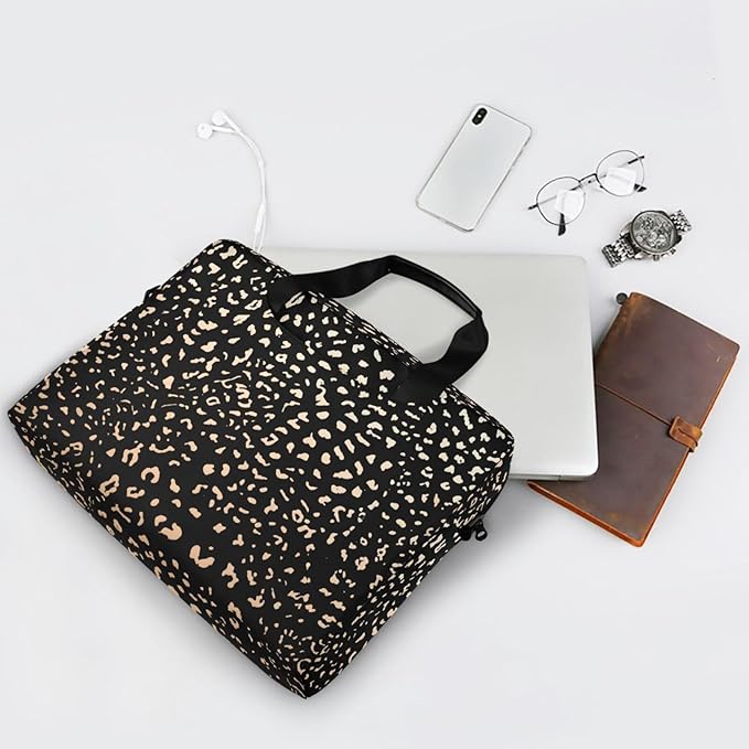 ALAZA Realistic Leopard Cheetah Print Animal Laptop Case Bag Sleeve Portable Crossbody Messenger Briefcase w/Strap Handle, 13 14 15.6 inch
