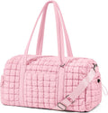 Quilted Travel Duffle Bag for Women Medium Weekender Bag Puffer Overnight Bag Large Soft Puffy Duffel Bag Carry-On Gym Bag Lightweight Personal Item Travel Bag for Trips Business Sport Airplane