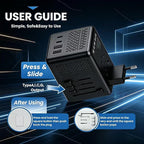 220V to 110V Voltage Converter US to Europe for Hair Dryer with Fast Charging 2 USB A & 2 USB C, Power Converter Adapter Combo International Adapter European Travel Converter C G A I (Black)