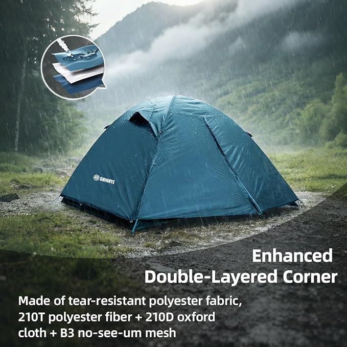 Backpacking Tent for Camping 2/3/4 Person Hiking Ultralight Tent for Waterproof Windproof Outdoor Tents Easy Setup Two Doors Double Layer Lightweight Instant Tents