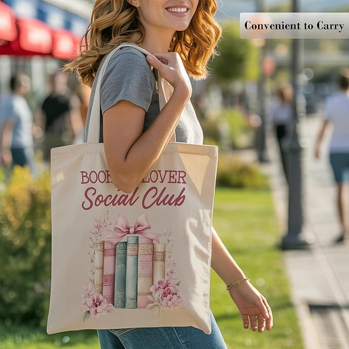 Aesthetic Canvas Tote Bag, Cute Reusable Bags for Women with Inner Pocket