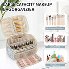 OCHEAL Makeup Bag, Multifunctional Make Up Bags Large Compact Makeup Bag Organizer Cosmetics Toiletry Brushes Storage Case for Women Girls Makeup Case with Handle Divider-Floar