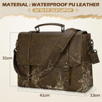 IGOLUMON Messenger Bag for Men 15.6 inch Vintage Leather Waterproof Laptop Briefcase for Men Large Computer Laptop Bag Leather Satchel Bag Retro Shoulder Bag for Office Business Travel College, Khaki