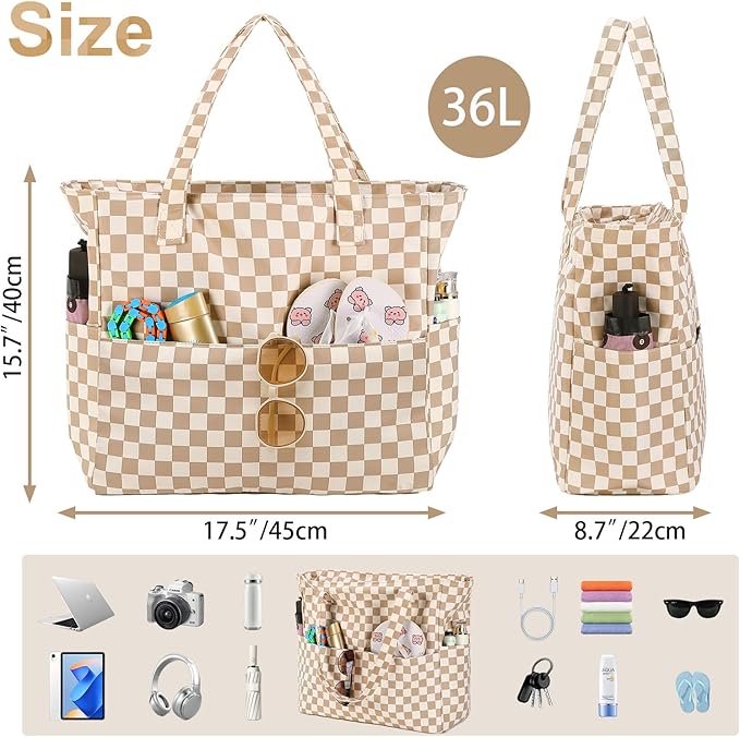 Bluboon Waterproof Beach Tote Pool Bags for Women Ladies Extra Large Carry On Bag With Wet Compartment for Weekender Travel