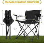 HaSteeL Folding Camping Chair Set of 3, Foldable Black Camp Chairs & Grey Table, Large Lawn Chair Portable for Adults Hiking, Fishing, Picnic, Outdoor BBQ, Travel, Sports, Cup Holders & Storage Bags