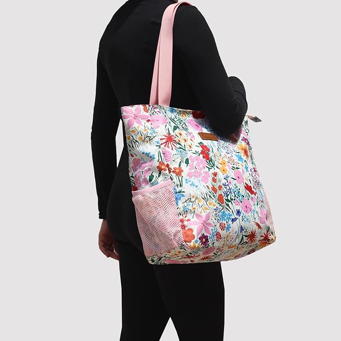 Original Floral Water Resistant Large Tote Bag Shoulder Bag for Gym Beach Travel Daily Bags Upgraded