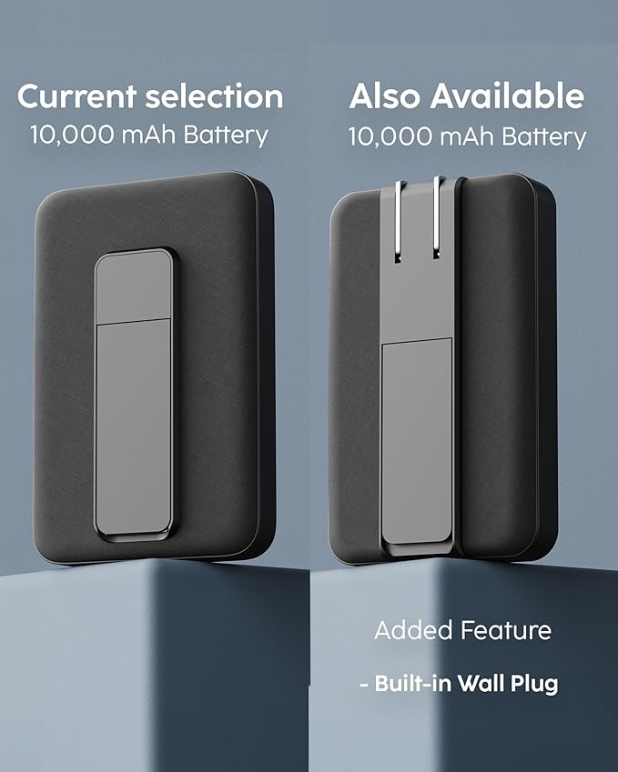 myCharge CliqLuxe Magnetic Wireless Power Bank 10,000mAh | iPhone & MagSafe Compatible | Qi2.2 25W Mag Safe Portable Charger | Built-in Stand | 20W PD USB-C Port | Premium Black Fabric