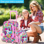 2Pcs Kids Luggage Set, Girls Carry on Rolling Suitcase with Wheels, Unicorn Sequin Travel Suitcases with Toddler Backpack(Purple)