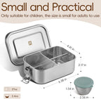 GOLDEN KEY Stainless Steel Bento Box for Kids - 27oz/0.8L, BPA Free Leakproof Lunch Box with 3 Compartments, for School & Eating Out, Freezer & Dishwasher Safe(Green)