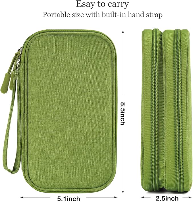 CAAORDKSO Electronic Organizer Travel USB Cable Accessories Bag/Case, Waterproof Electronics Accessories Case Organizer Bag for Cable, Cord, Charger, Phone, Power Bank, Earphone (Grass Green, Large)