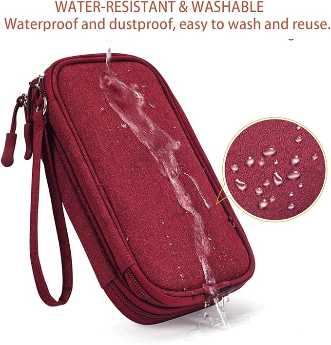 CAAORDKSO Electronic Organizer Travel Case, Cord Organizer Travel Cable Organizer Bag, Tech Pouch Accessories Carry Storage for Travel Essentials, Backpack, Business, Daily Commute (Wine Red,Large)