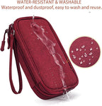 CAAORDKSO Electronic Organizer Travel Case, Cord Organizer Travel Cable Organizer Bag, Tech Pouch Accessories Carry Storage for Travel Essentials, Backpack, Business, Daily Commute (Wine Red,Large)