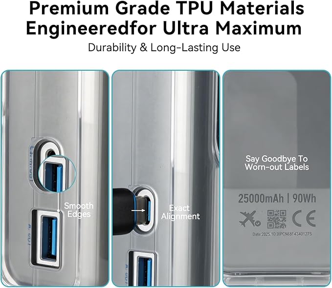 Power Bank Case for Anker Laptop Power Bank 25,000mAh 165W (A1695), Crystal Clear TPU 1.5mm Slim Full-Body Protective Cover, HD Clear Screen Protection(Case Only)