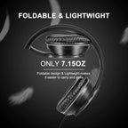 LORELEI X6 Over-Ear Wired Stereo Bass Headphones with Microphone, Lightweight, Foldable & Portable with 1.45M No-Tangle for Smartphone, Tablet, MP3/4, Space Black