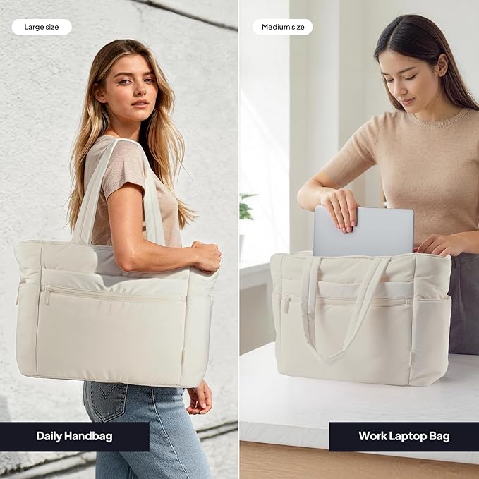 TOPEAST Tote Bag for Women Puffer Travel Carry On Bags with Laptop Compartment & Cup Holder Work Tote for Weekend Overnight