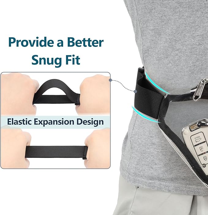 Veckle Clear Fanny Pack Stadium Approved - Adjustable 33-47 Inch Strap, Transparent Belt Bag for Women Men Fits 7.5-inch Smartphone, Waist Bag Clear Bag for Stadium Events, Sport, Concerts, Black