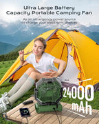 Misting Fan, Portable Camping Fans with 9oz Water Tank, 24000mAh Rechargeable Fan with 4 Speed, Battery Powered Fans with 120H Cooling, Last 5H Mist, 2 Mist Modes, Lights, Outside/Summer Essential