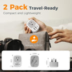 2 Pack UK Adapters for Travel, TESSAN Ireland Plug Adapter with 3 USB Ports (1 USB C), Type G Power Outlet for US to UK Scotland England Dubai Hong Kong London British Kenya Irish Qatar