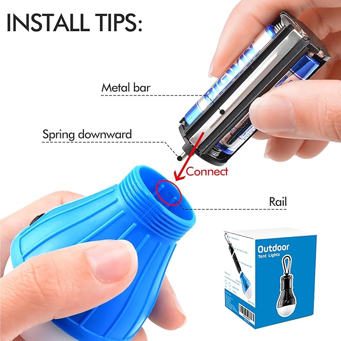 FLY2SKY Tent Lamp Portable LED Tent Lights Blue 4 Packs Hook Hurricane Emergency Lights LED Camping Lights Bulb Camping Tent Lanterns Camping Equipment for Camping Hiking Backpacking Fishing Outage