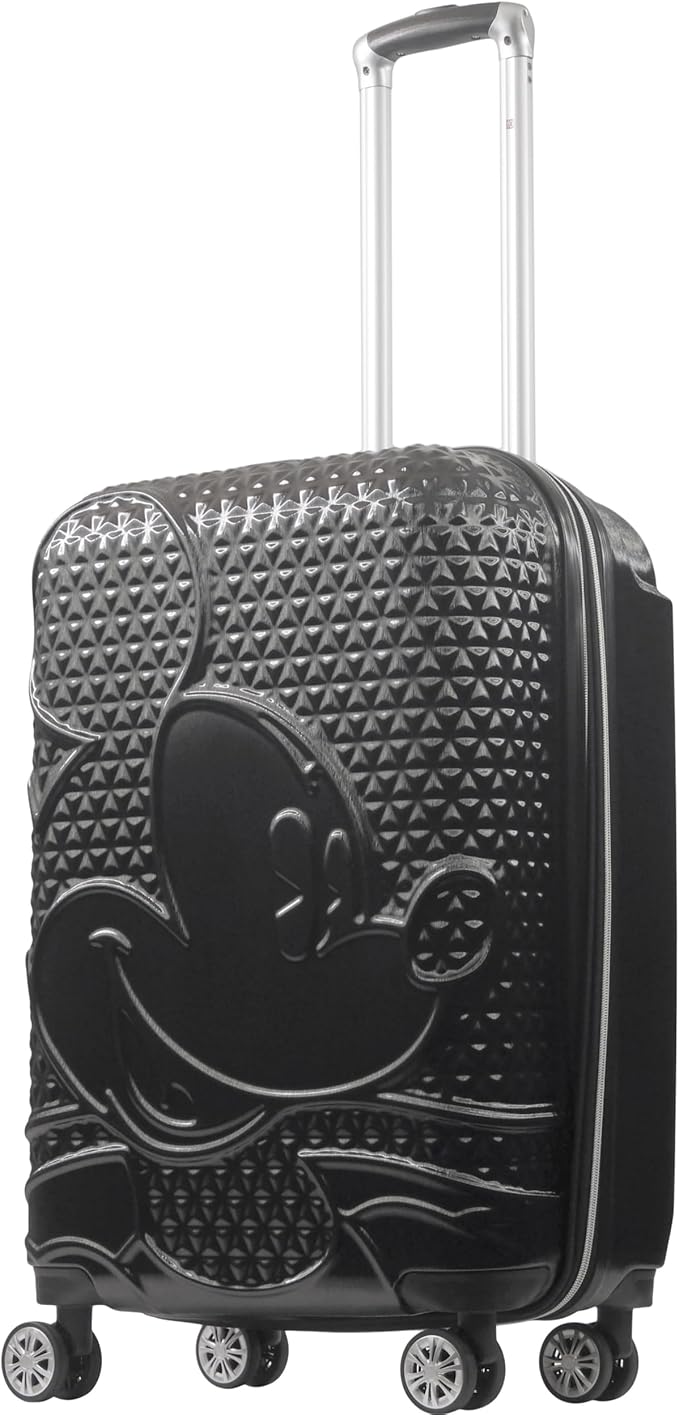 FUL Disney Mickey Mouse 26 Inch Rolling Luggage, Hardshell Suitcase with Spinner Wheels, Black