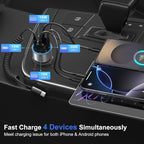 USB C Car Charger with Voltage Display, 3 Pack 65W Super Fast Charging Car Phone Charger Dual USB-A & USBC Cargador Carro Cigarette Lighter Adapter Volt Meter for iPhone,Samsung,Tablet,Android-Gray