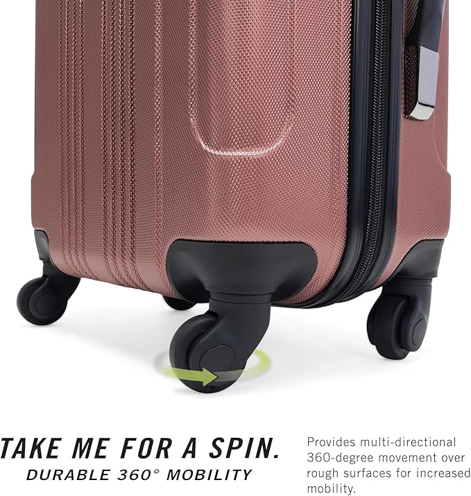 Kenneth Cole REACTION Out of Bounds Lightweight Hardshell 4-Wheel Spinner Luggage, Rose Gold, 24-Inch Checked
