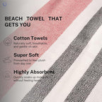 Cotton Turkish Beach Towel with Towels Oversized 36"x72" Pool Absorbent Extra Large Quick Dry Sand Travel Towel (Brick Noir, 2 Pack)
