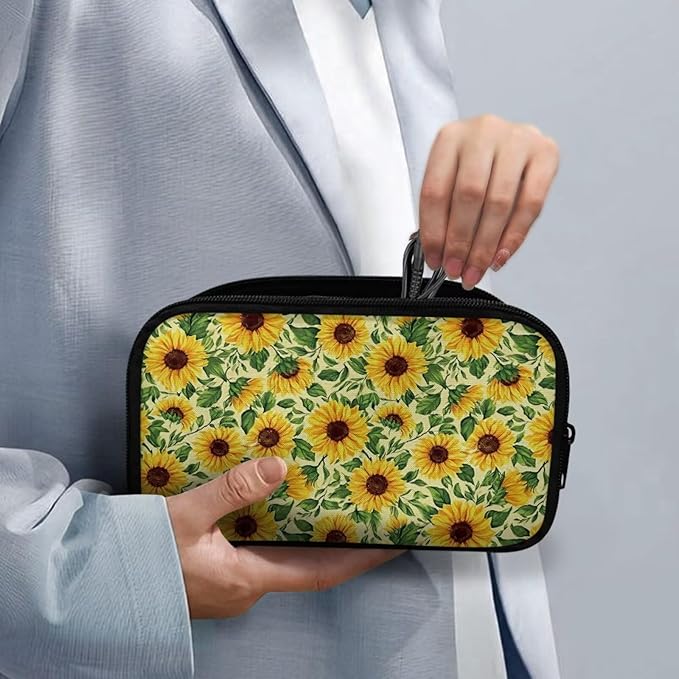 Sunflowers Electronic Organizer Portable Cable Organizer Bag Electronics Organizer Travel Case fits Phone Power Bank SD Card Tech Accessory Large Storage Bag