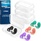 Waterproof Ear Plugs for Swimming Kids - 4 Pairs Reusable Silicone Swimming Ear Plugs for Children Ages 4-14, Keep Ear Water Out, Surfing, Bathing, Water Sports