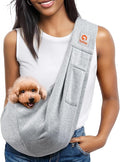 Tomkas Small Dog Sling Carrier - Cat Sling Carrier - Classic Pocket & Classic Strap - for 3-10 lbs Pets(Grey)