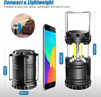 EXTRASTAR 4 Pcs LED Camping Lantern, Battery Powered Compact LED Lanterns, Suitable Survival Kits for Hurricane, Waterproof Portable Emergency Light for Storm, Outages, Black