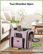 Morpilot Portable Cat Carrier - Soft Cat Carrier for Medium Cats and Puppy up to 15lbs,with Dual-Sided Cushion, Secure Buckle and Foldable Bowl, Dog Carriers for Small Dogs - Pet Carrier (Pink)