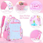 RHCPFOVR Kids Backpack for Girls - Girls Backpack 3-8 Ages Butterfly for Kids 15 Inch School Bookbag for Kindergarten Elementary School Bookbag for Girl 1st 2nd Grade