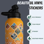 DYSANKY National Parks Water Bottle – 32 oz Insulated Stainless Steel Bottle with 63 Hand-Drawn Park Stickers, Carrier Bag, Strap & Gift Box – BPA-Free – Ideal for Hiking, Camping & Travel