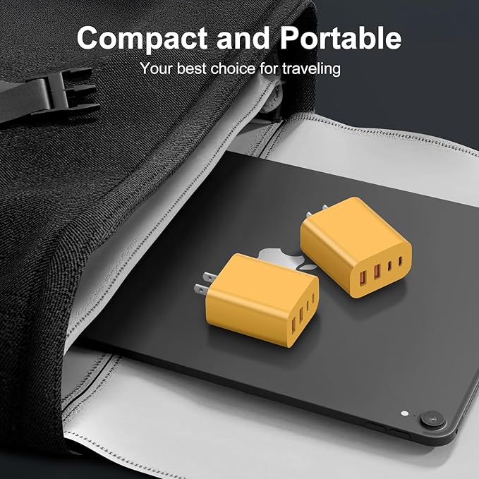 USB C Charger Block, 3-Pack 40W Wall Plug Fast Charging Block, 4-Port PD + QC Power Adapter Type C Charging Blocks Cube, Compatible with iPhone 17/16/15/14/13/12/11/Pro Max, Tablets（Yellow）