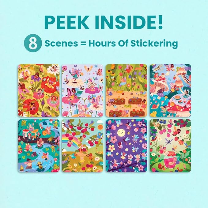 Fairies in The Garden 300+ Kids Sticker Book by Cupkin Toddler Road Trip Coloring and Sticker Book, Road Trip Essentials, 8 Coloring Pages 8 Side by Side Scenes for Ages 2–8 Years