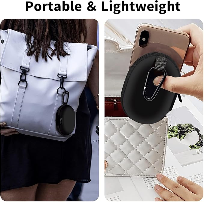 for Earbuds Carrying Case, Small Oval Storage Cases, Portable Storage Earbud Pouch Bag for Earbuds, in-Ear Headphones, Earphones, Headsets, USB Charging Cable, Black1